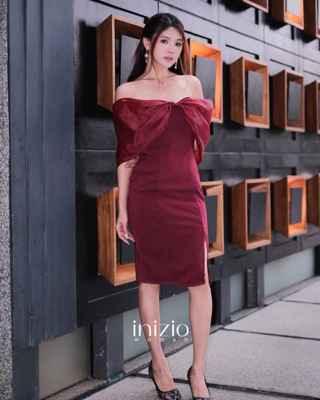 Elena dress in Maroon