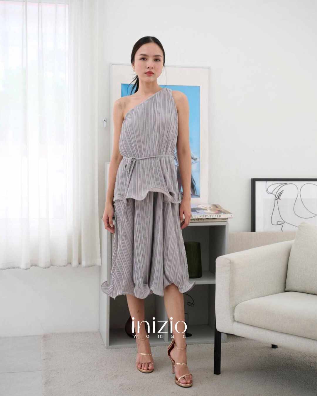 Leodra Pleats Grey dress