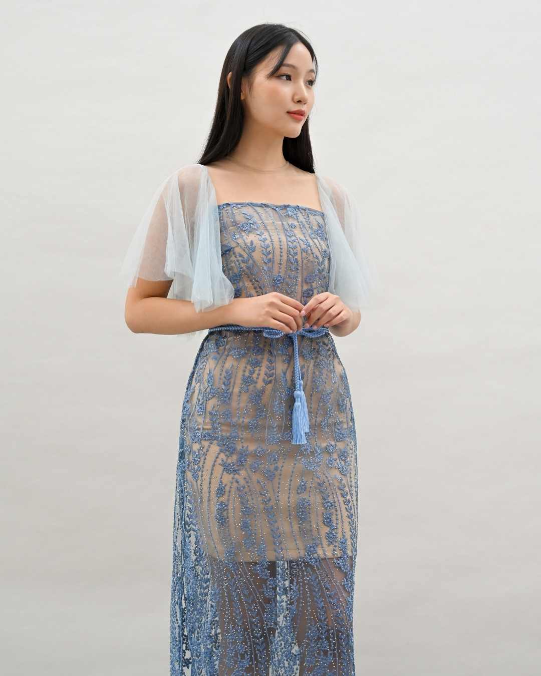 Camila shimmer dress in Blue