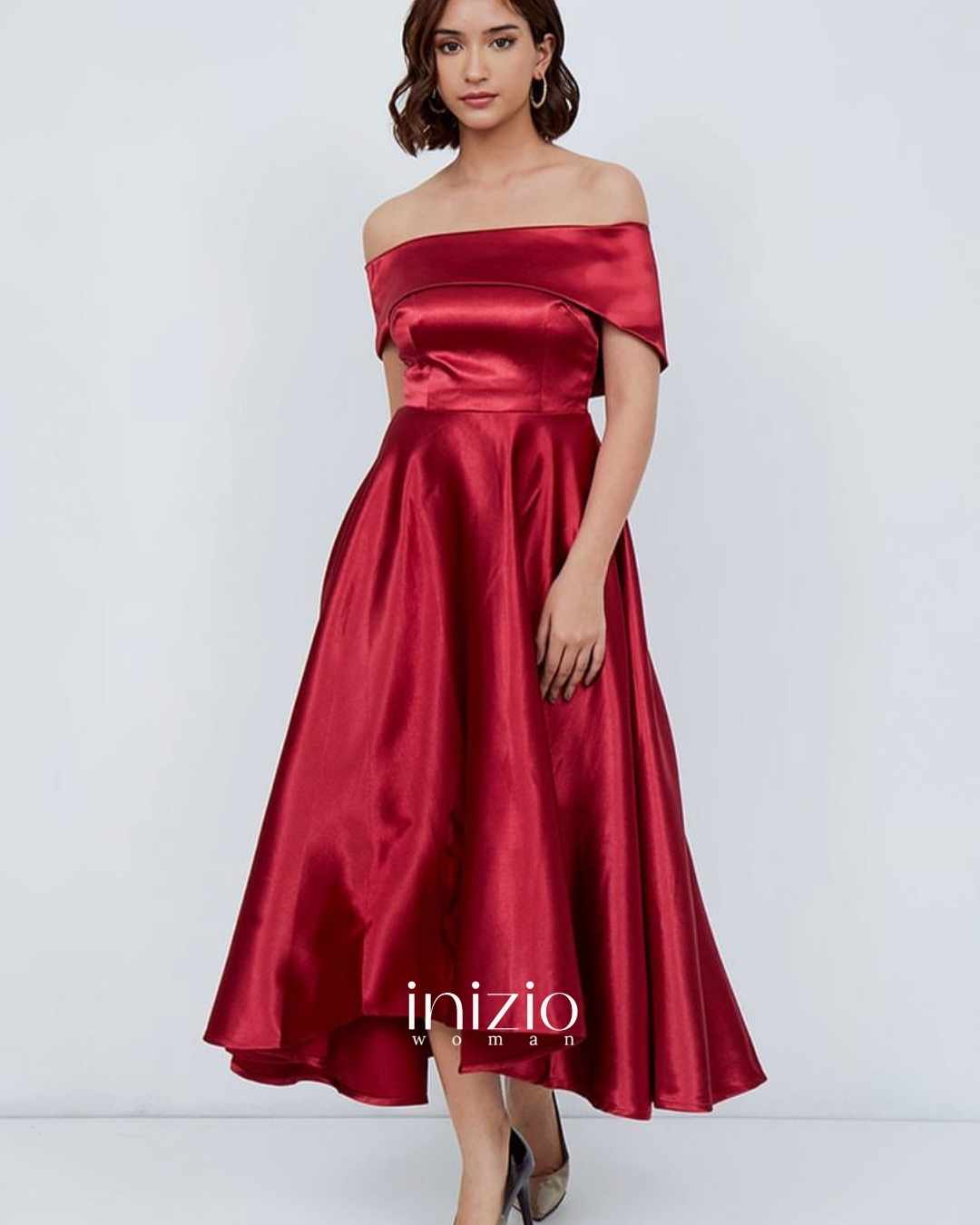 Thalia Sabrina dress in Maroon
