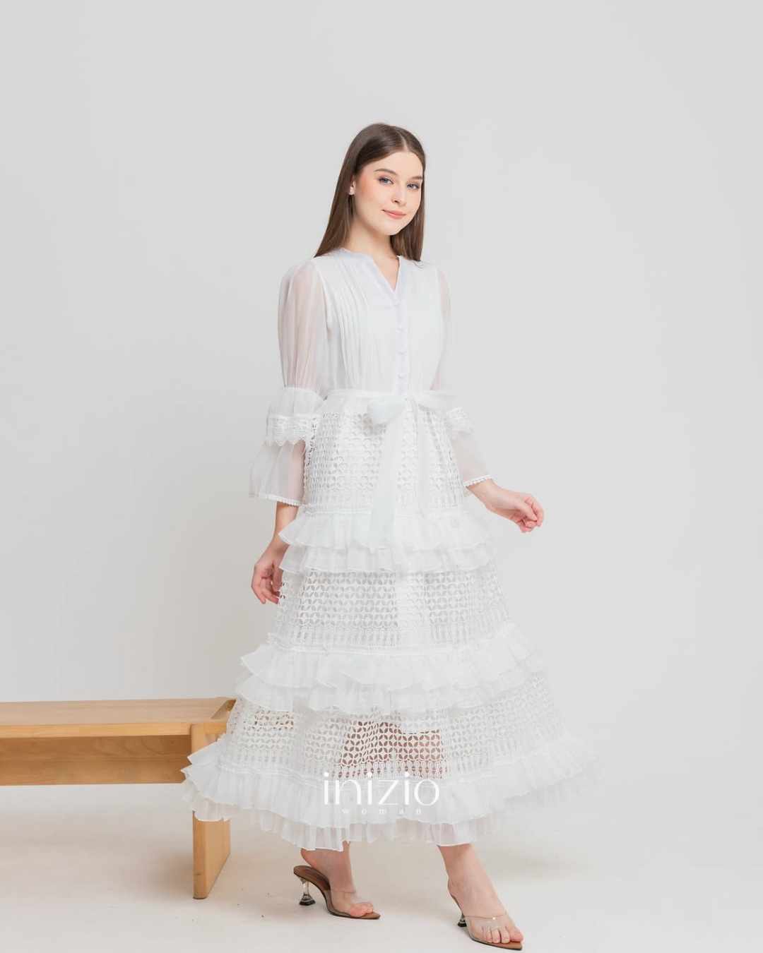 Binate dress in White